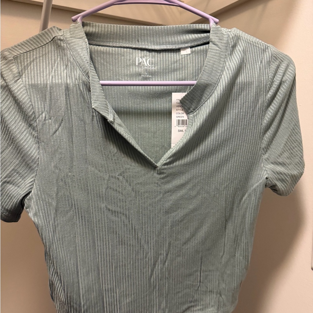 PacSun Sage Ribbed V-Neck Top